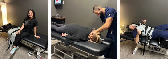 Dr. Nick Lee in a chiropractic room on a chiropractic machine.