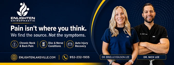 Chiropractor Lakeville MN Nick Lee and Brielle Egilson Posing Banner